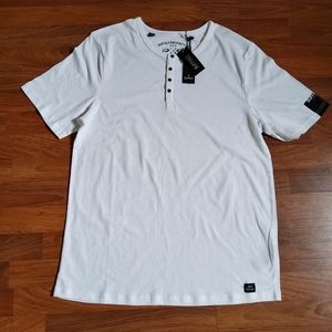 Buffalo David Bitton Henley Tee Shirt Size L White New